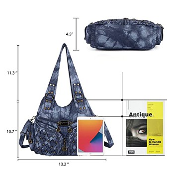 Angel Barcelo Blue Leather Hobo Bag