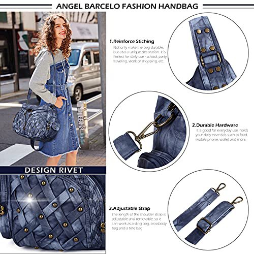 Angel Barcelo Blue Leather Hobo Bag (image 3)
