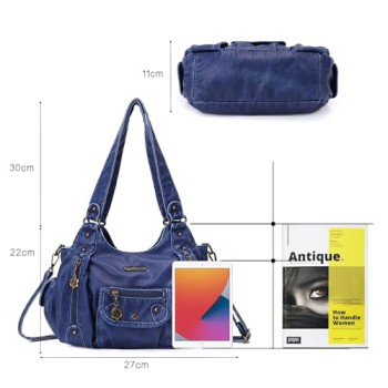 Angel Barcelo Blue PU Leather Hobo Handbag