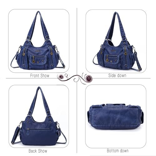 Angel Barcelo Blue PU Leather Hobo Handbag (image 2)