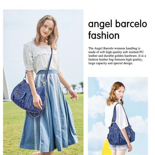 Angel Barcelo Blue PU Leather Hobo Handbag (image 5)