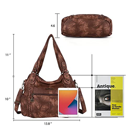 Angel Barcelo Brown PU Leather Hobo Shoulder Bag