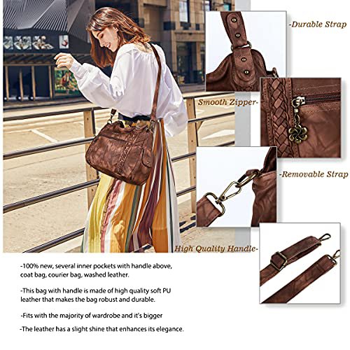 Angel Barcelo Brown PU Leather Hobo Shoulder Bag (image 3)