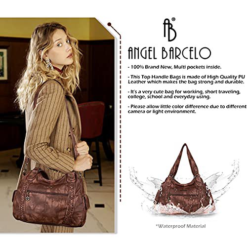 Angel Barcelo Brown PU Leather Hobo Shoulder Bag (image 4)