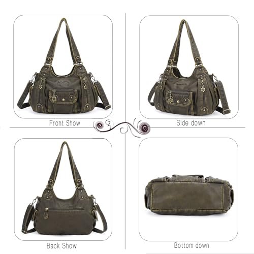 Angel Barcelo Green PU Leather Hobo Handbag (image 2)
