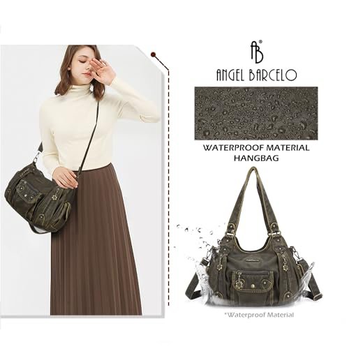 Angel Barcelo Green PU Leather Hobo Handbag (image 4)