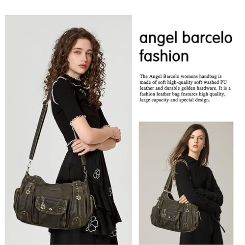 Angel Barcelo Green PU Leather Hobo Handbag (image 5)