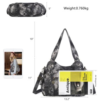 Angel Barcelo Hobo Crossbody Bag (Black/Grey)