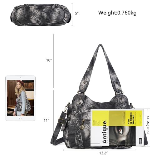 Angel Barcelo Hobo Crossbody Bag (Black/Grey)