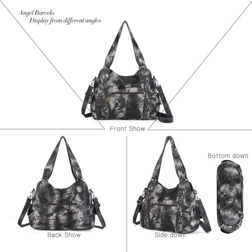 Angel Barcelo Hobo Crossbody Bag (Black/Grey) (image 2)