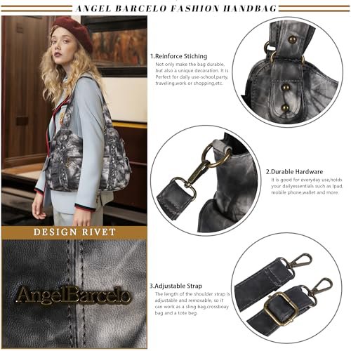 Angel Barcelo Hobo Crossbody Bag (Black/Grey) (image 3)