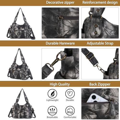 Angel Barcelo Hobo Crossbody Bag (Black/Grey) (image 4)