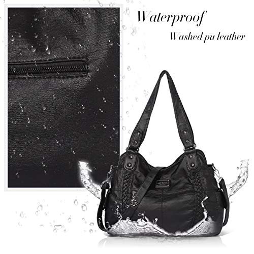 Angel Barcelo Large Black PU Leather Hobo Shoulder Bag (image 4)