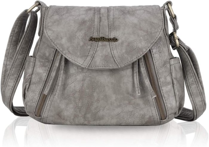 Angel Barcelo Soft Leather Crossbody Bag (Gray)