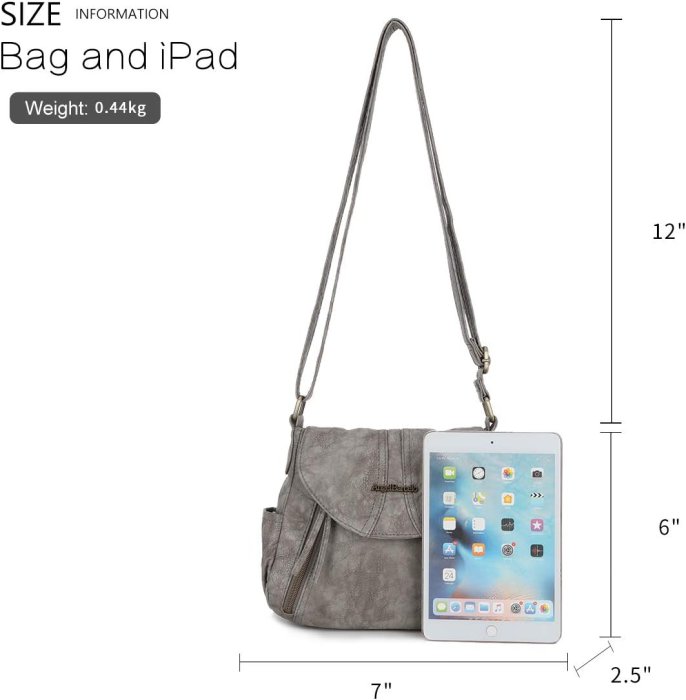 Angel Barcelo Soft Leather Crossbody Bag (Gray) (image 2)
