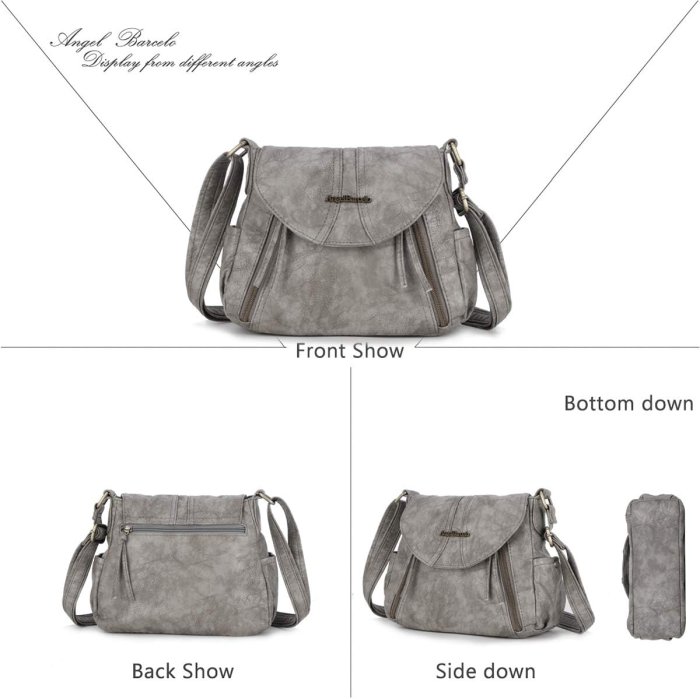 Angel Barcelo Soft Leather Crossbody Bag (Gray) (image 3)