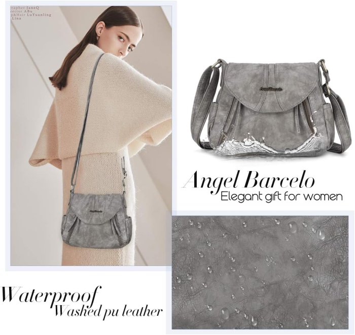 Angel Barcelo Soft Leather Crossbody Bag (Gray) (image 5)