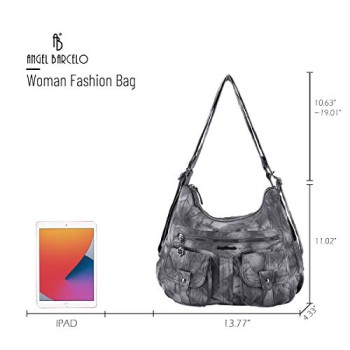 Angel Barcelo Soft Leather Handbag (Dark Grey)