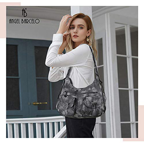 Angel Barcelo Soft Leather Handbag (Dark Grey) (image 5)