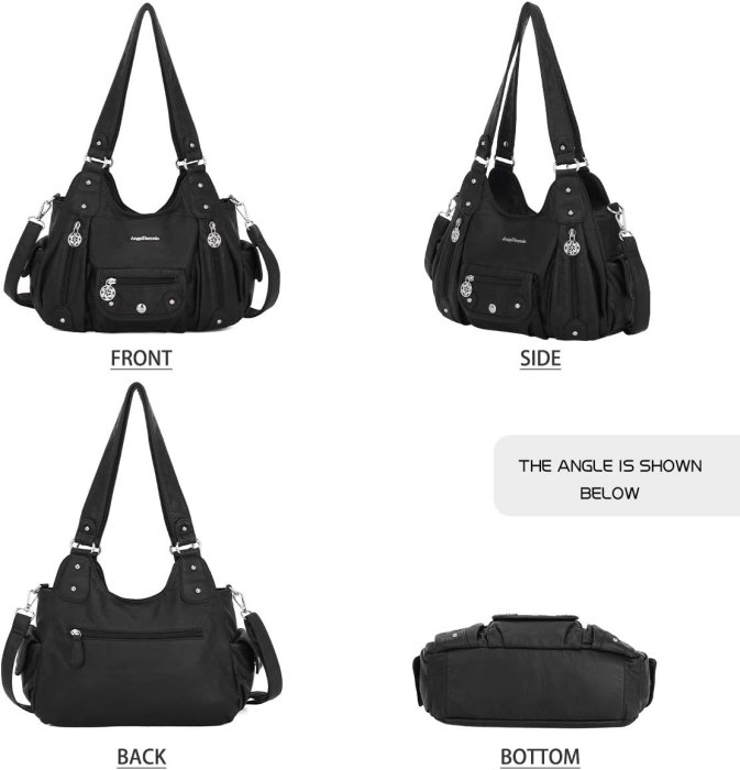 Angel Barcelo Soft PU Leather Crossbody Purse (Black) Women's Handbag (image 3)