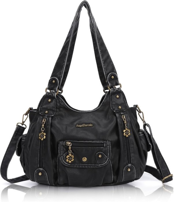 Angel Barcelo Soft PU Leather Crossbody Purse (Black)