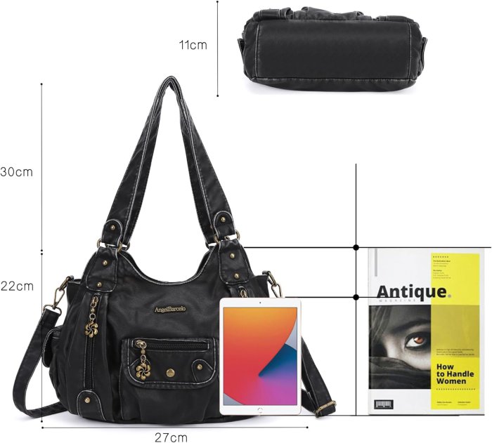 Angel Barcelo Soft PU Leather Crossbody Purse (Black) (image 2)