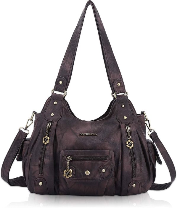 Angel Barcelo Soft PU Leather Crossbody Purse (Coffee)