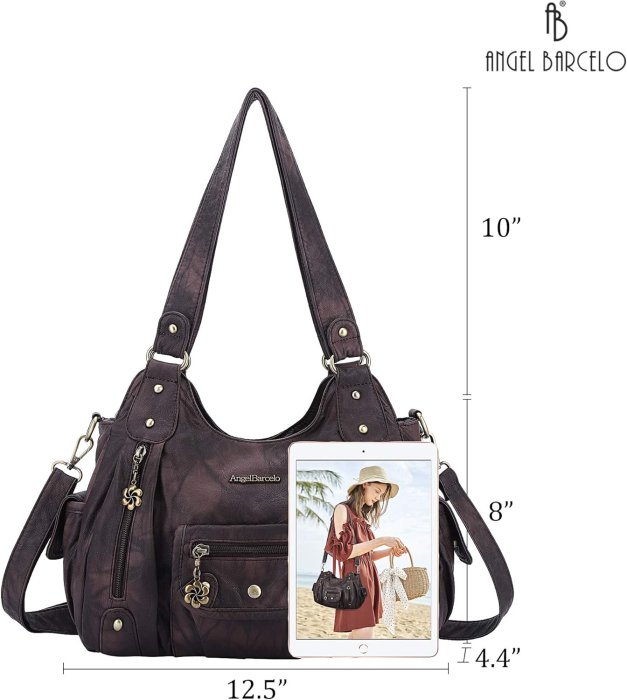 Angel Barcelo Soft PU Leather Crossbody Purse (Coffee) (image 2)