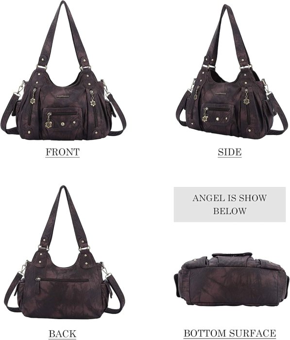 Angel Barcelo Soft PU Leather Crossbody Purse (Coffee) (image 3)