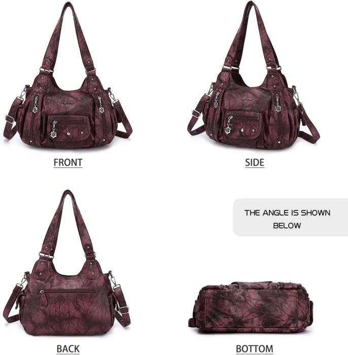 Angel Barcelo Soft PU Leather Crossbody Purse (Pink) (image 3)