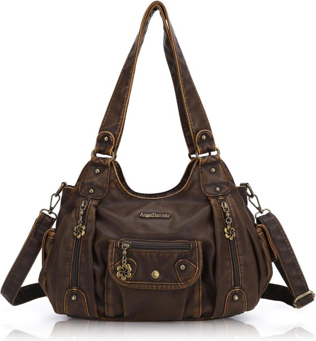 Angel Barcelo Soft PU Leather Crossbody Shoulder Bag (Brown)