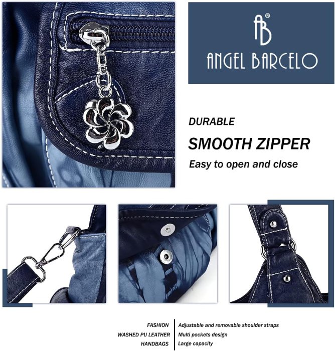 Angel Barcelo Soft PU Leather Crossbody Shoulder Bag (Fashion Blue) (image 4)