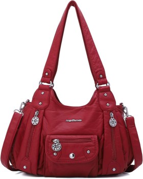 Angel Barcelo Soft PU Leather Crossbody Shoulder Bag (Red)