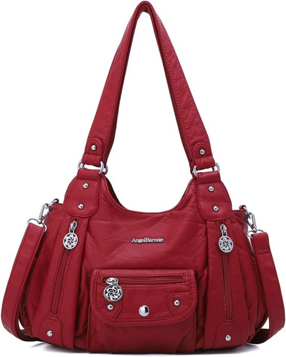 Angel Barcelo Soft PU Leather Crossbody Shoulder Bag (Red)
