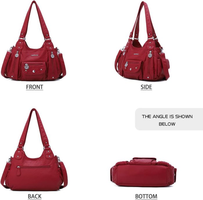 Angel Barcelo Soft PU Leather Crossbody Shoulder Bag (Red) (image 3)